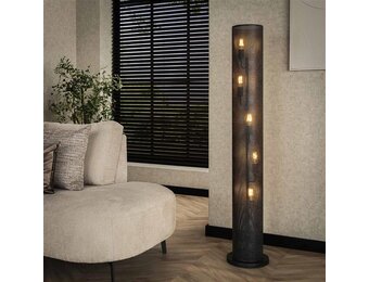 Hoyz Collection - Vloerlamp 5L Koker Mesh - Artic Zwart