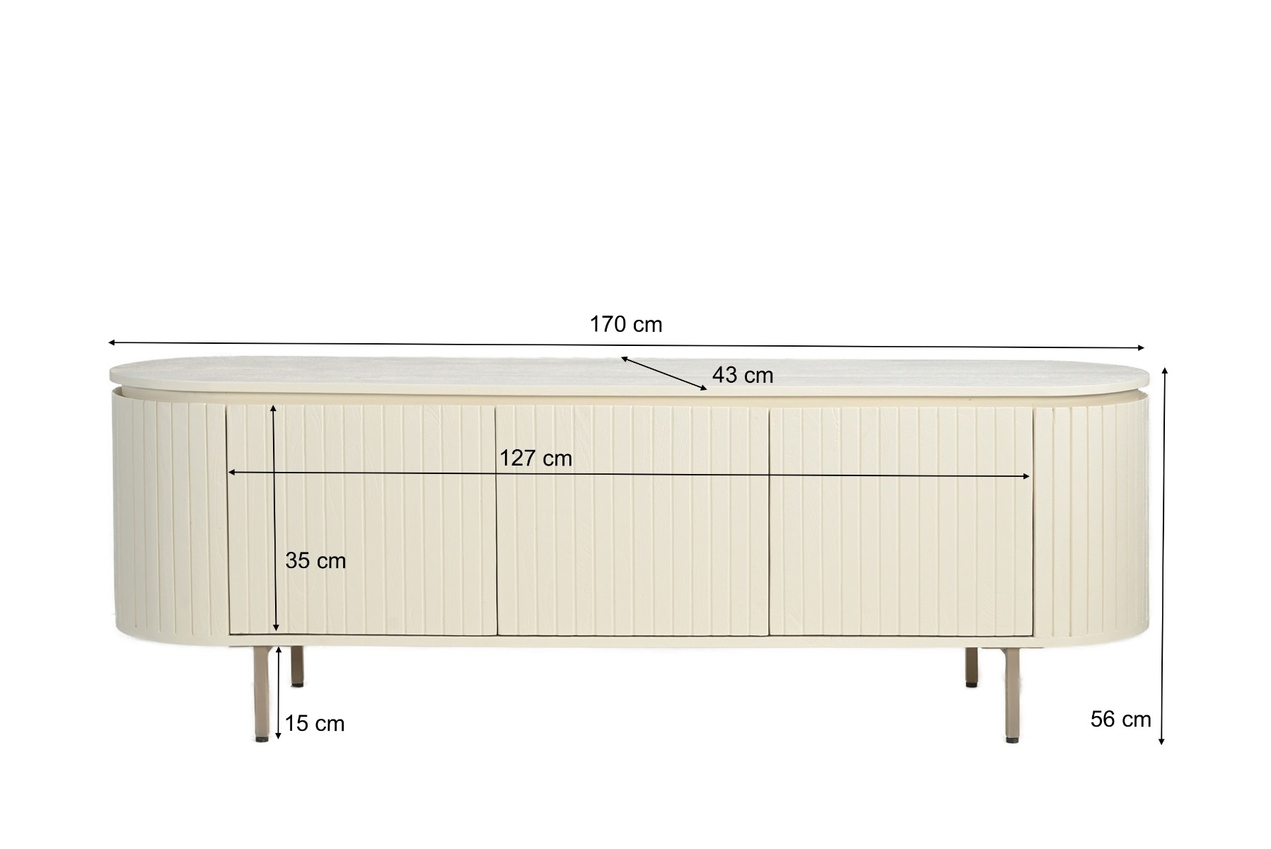 Livingfurn - Tv-meubel Patou - Ivoor - 170 cm