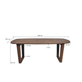Livingfurn - Eetkamertafel Cortez - Bruin - Mangohout - 200 cm