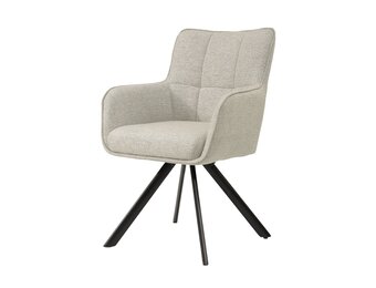 Livingfurn - Eetkamerstoel Tori Sand - Zwart - Set van 2