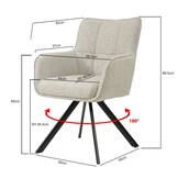 Livingfurn - Eetkamerstoel Tori Sand - Zwart - Set van 2