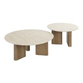 Hoyz Collection - Salontafel Romano Rechthoekige Poot - Keramisch Travertin - Set van 2