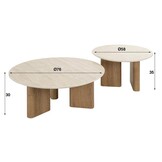 Hoyz Collection - Salontafel Romano Rechthoekige Poot - Keramisch Travertin - Set van 2