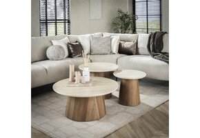 Hoyz Collection - Salontafel Romano Tapse Poot - Keramisch Travertin - Set van 3