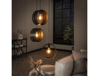 Hoyz Collection - Hanglamp 3L Ring Geperforeerd - Charcoal