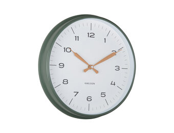 Karlsson - Wandklok Modern Factory - Jungle green & ochre yellow- Ø30cm