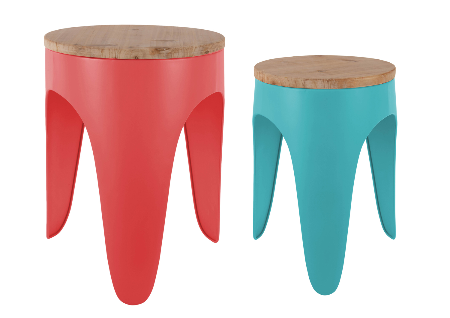 Leitmotiv - Kruk Set Double Funky - Scarlet red & turquoise blue