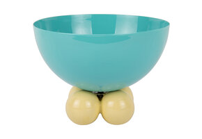 Present Time - Schaal Double Funky Large - Turquoise blue & soft yellow