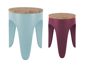 Leitmotiv - Kruk Set Double Funky - Soft blue & dark mauve