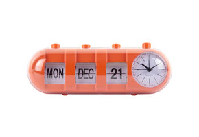 Karlsson - Wekker Retro Tube Calendar Flip - Helderoranje