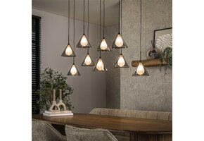 Hoyz Collection - Hanglamp 5+4 Tapse Kap Glas - Smoke Grey Glas
