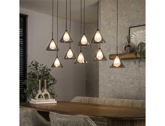 Hoyz Collection - Hanglamp 5+4 Tapse Kap Glas - Smoke Grey Glas