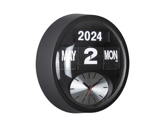 Karlsson - Wandklok Rond Flip - Zwart- Ø32,6cm