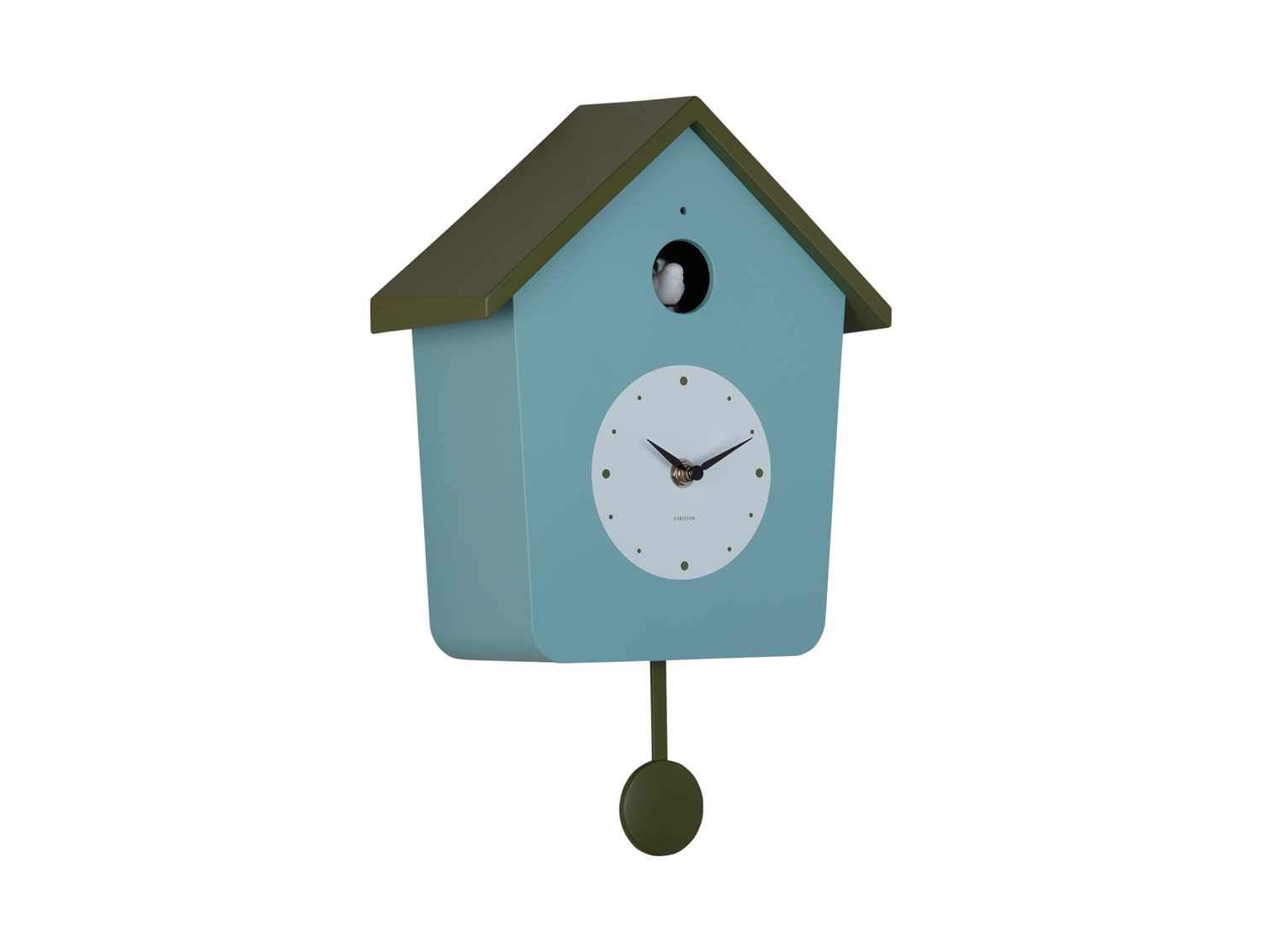 Karlsson - Wandklok Cuckoo Light - Misty blue & army green