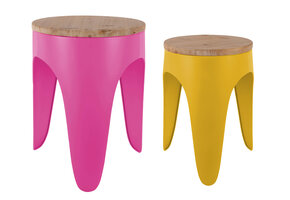 Leitmotiv - Kruk Set Double Funky - Bright pink & bright yellow