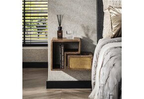 Hoyz Collection - Nachtkastje Brass - Massief Mango Zwart - Set van 2