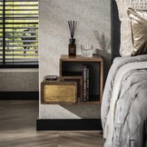 Hoyz Collection - Nachtkastje Brass - Massief Mango Zwart - Set van 2