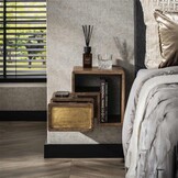 Hoyz Collection - Nachtkastje Brass - Massief Mango Zwart - Set van 2