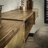 Hoyz Collection - Kaptafel Brass - Massief Mango Zwart - 123cm breed