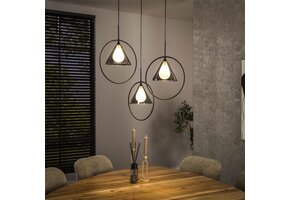 Hoyz Collection - Hanglamp 3L Ring Getrapt Tapse Kap - Smoke Grey Glas