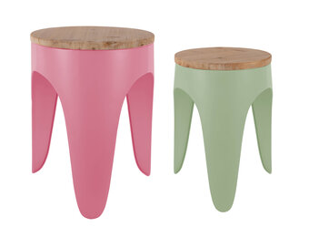 Leitmotiv - Kruk Set Double Funky - Tan rose & tea green