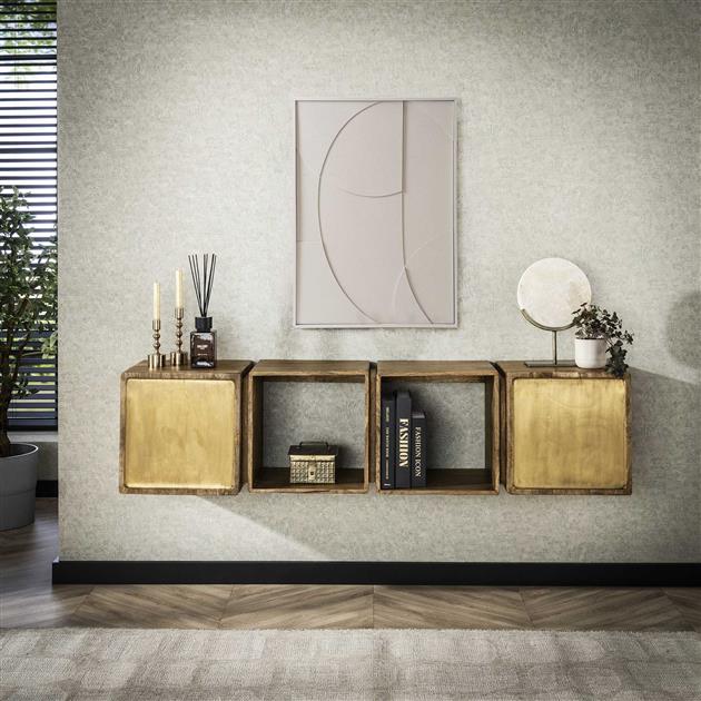 Hoyz Collection - Dressoir Brass - Massief Mango Zwart - 169cm breed