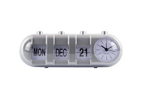 Karlsson - Wekker Retro Tube Calendar Flip - Zilver
