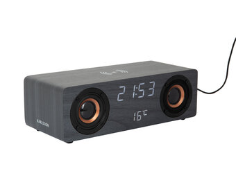 Karlsson - Wekker Classic BT Speaker Radio w. Phone Charger - Zwart