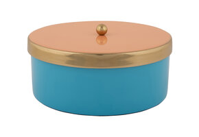 Present Time - Opbergbox Double Funky Medium - Aqua blue & peach orange