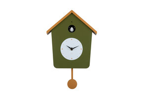 Karlsson - Wandklok Cuckoo Light - Army green & ochre yellow