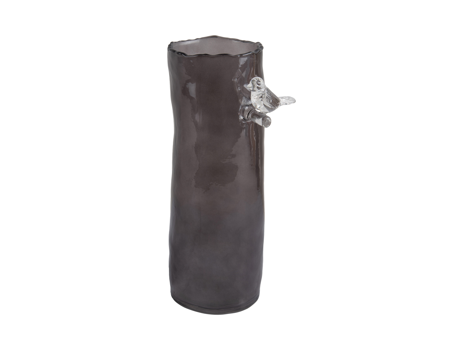 Present Time - Vaas Bird On Branch Large - Donkergrijs