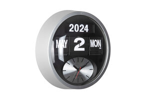 Karlsson - Wandklok Rond Flip - Zilver- Ø32,6cm