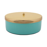 Present Time - Opbergbox Double Funky Large - Turquoise blue & soft yellow