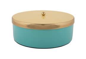 Present Time - Opbergbox Double Funky Large - Turquoise blue & soft yellow