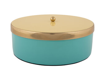 Present Time - Opbergbox Double Funky Large - Turquoise blue & soft yellow