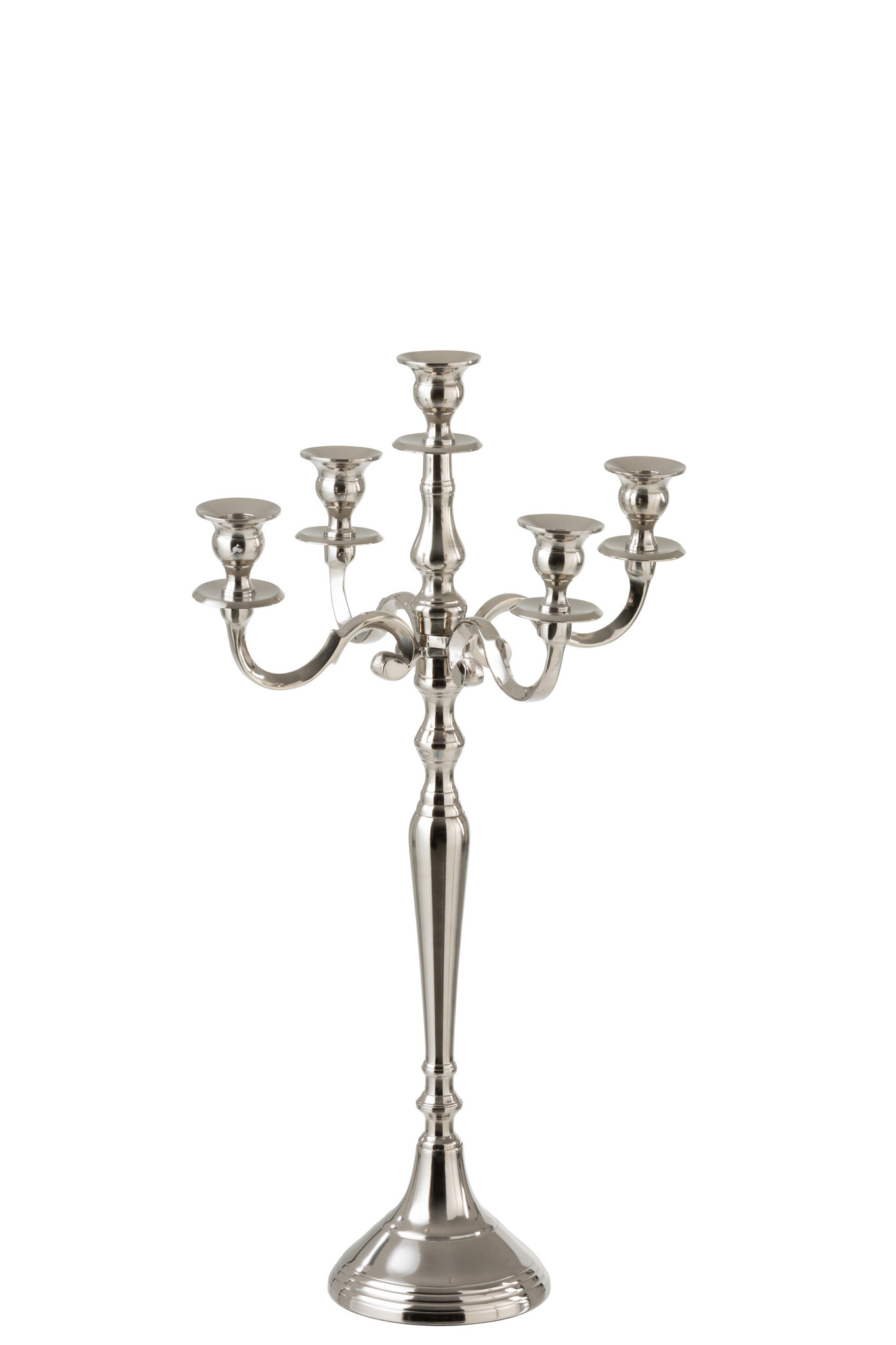 J-Line - Kandelaar 5-arm Klassiek Aluminium Zilver Small - 35.5x35.5x63cm