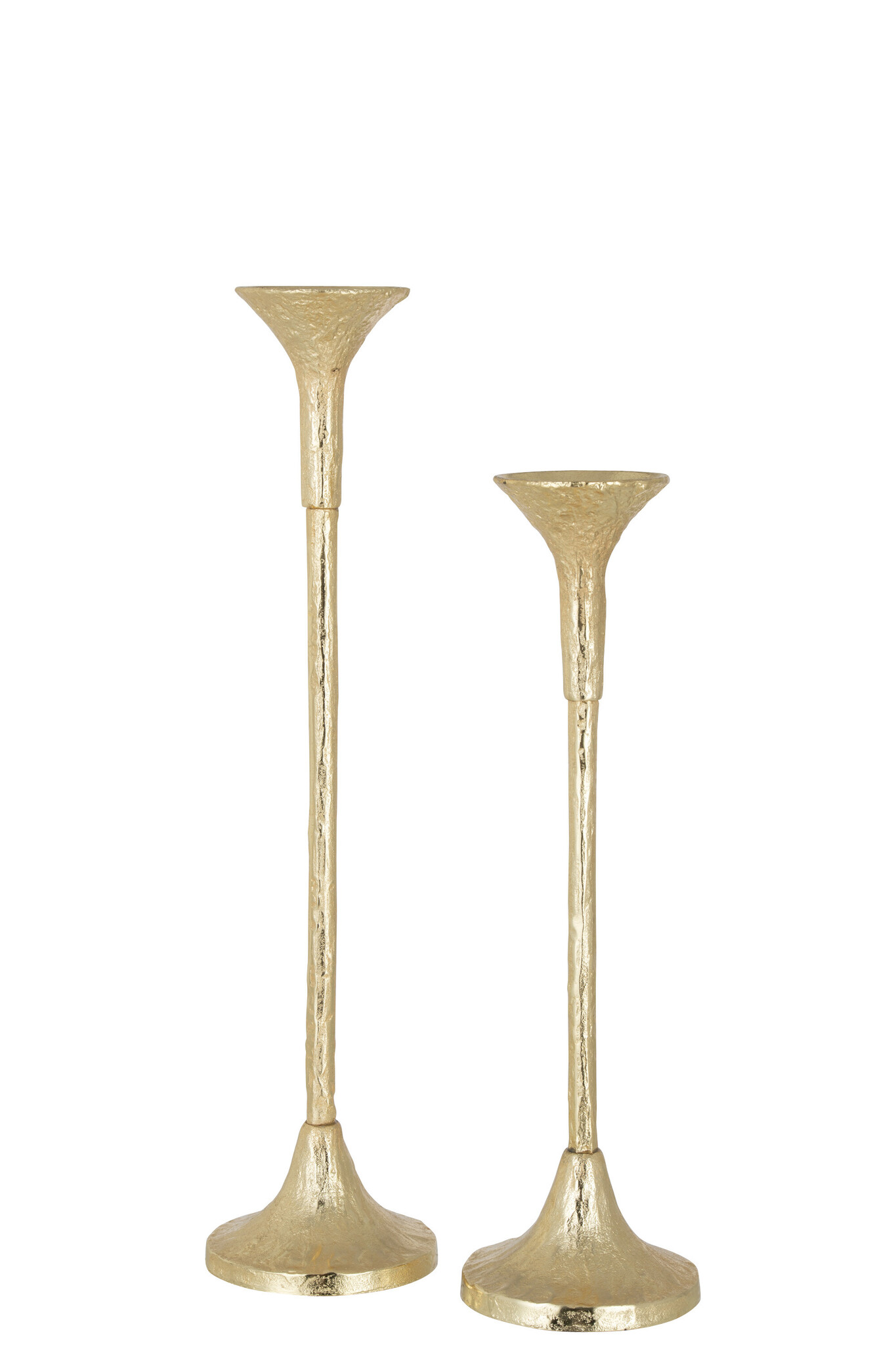 J-Line - Set Van Twee Kandelaars Marie Aluminium Mat Goud - 11.5x11.5x47cm