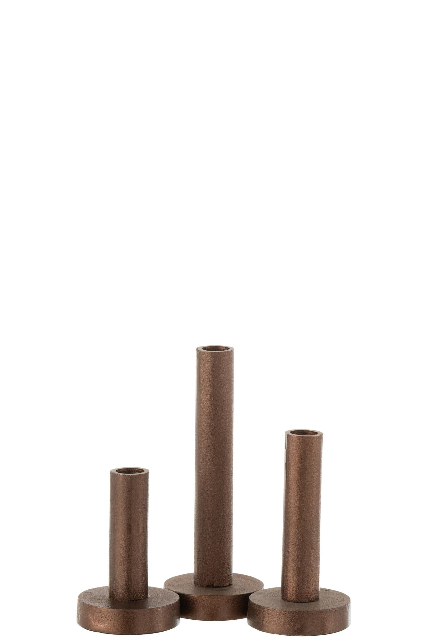 J-Line - Set Van 3 Kandelaars Laag Modern Metaal Mat Donker Bruin - 7x7x22cm