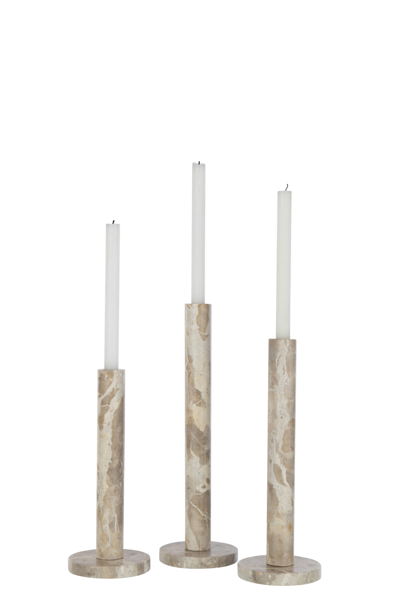 J-Line - Set Van 3 Kaarshouder Marmer Beige - 12.5x12.5x40cm