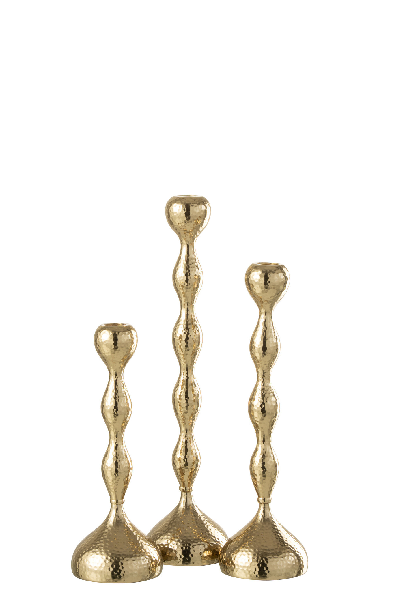 J-Line - Set Van Drie Kandelaars Borne Aluminium Goud - 9x9x39cm