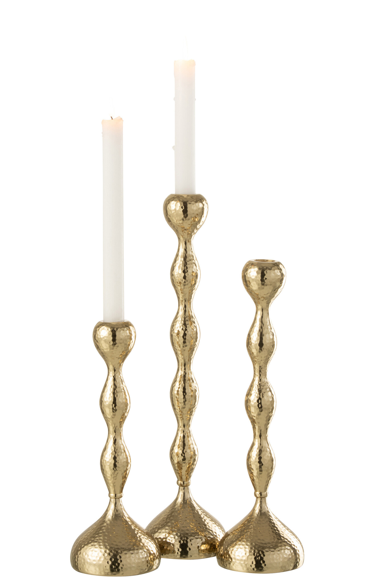 J-Line - Set Van Drie Kandelaars Borne Aluminium Goud - 9x9x39cm