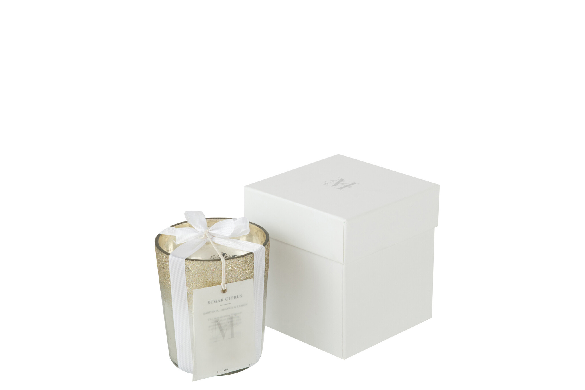 J-Line - Geurkaars M-chic Glas Zilver Small - 10x10x11.5cm