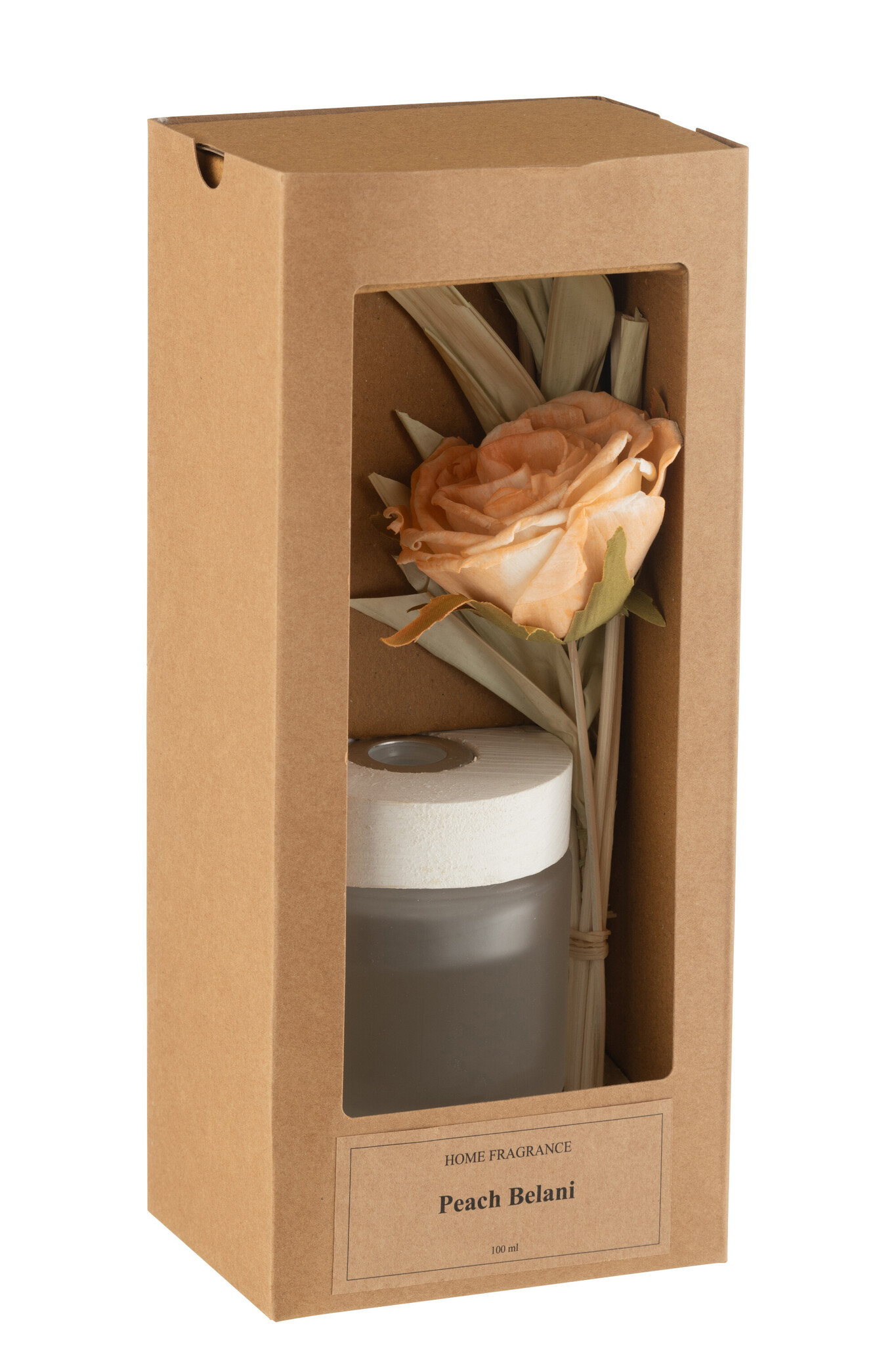 J-Line - Geurolie+bloem Glas Oranje - 11.5x8.5x27cm