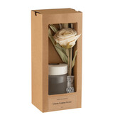 J-Line - Geurolie+bloem Glas Geel - 11.5x8.5x27cm