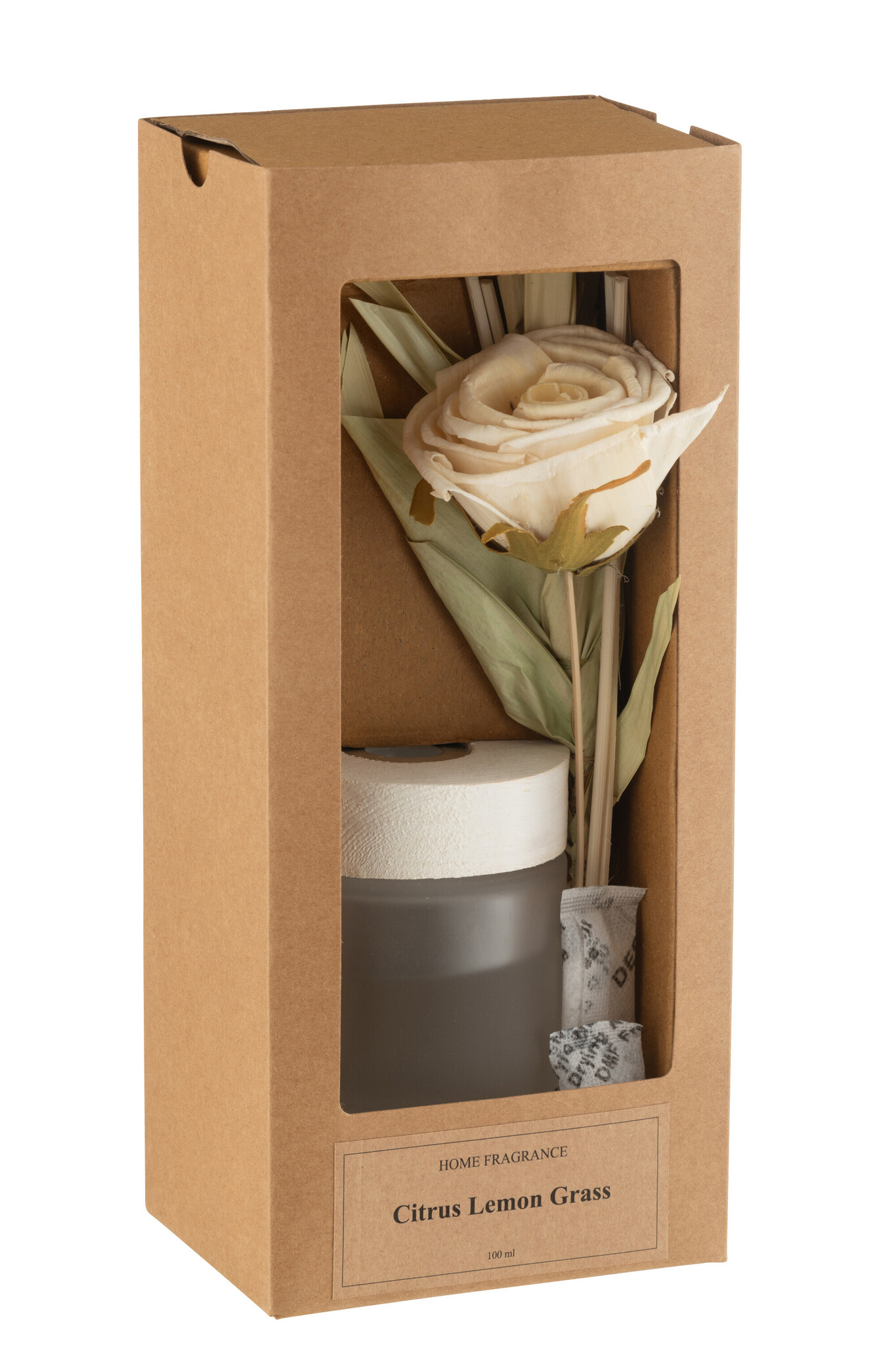 J-Line - Geurolie+bloem Glas Geel - 11.5x8.5x27cm