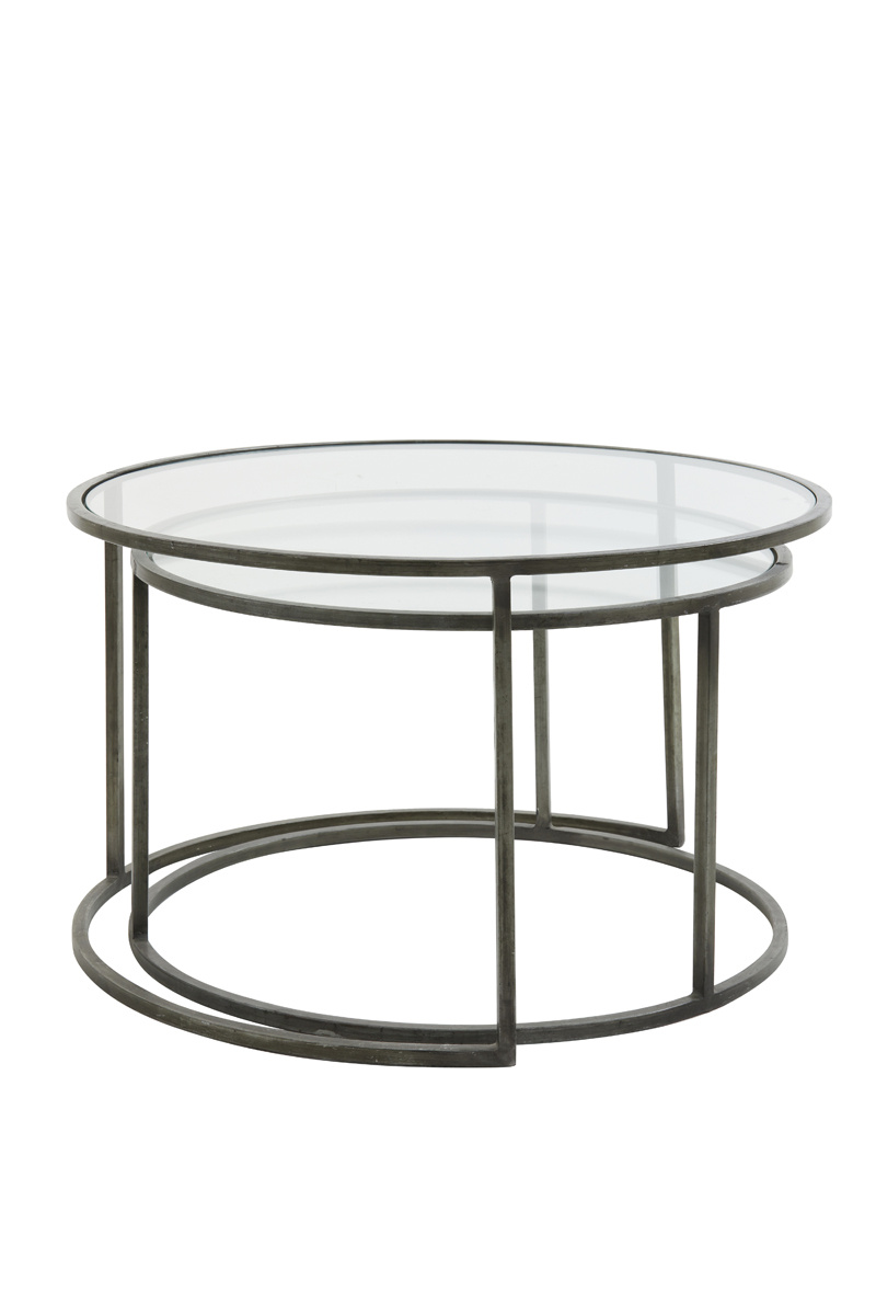 Light & Living - Salontafel DUARTE - Ø75x44cm - Grijs - Set van 2