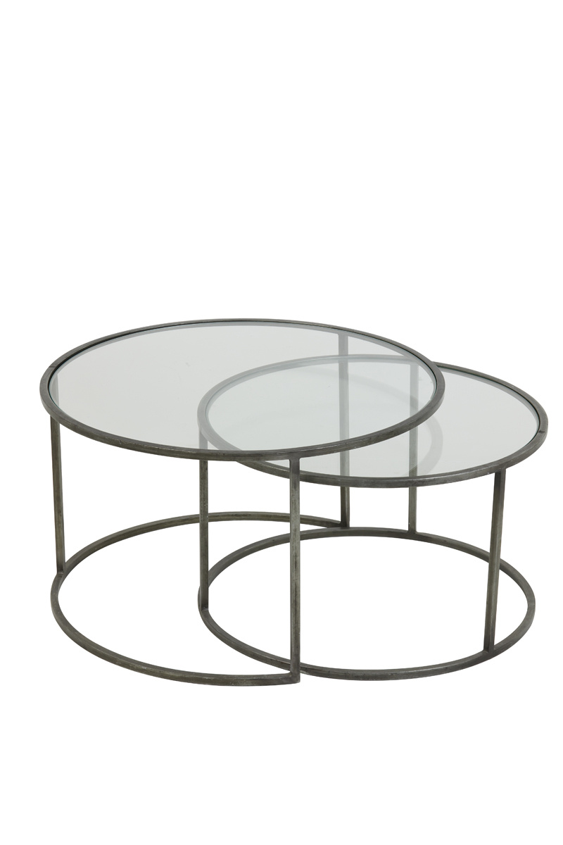 Light & Living - Salontafel DUARTE - Ø75x44cm - Grijs - Set van 2