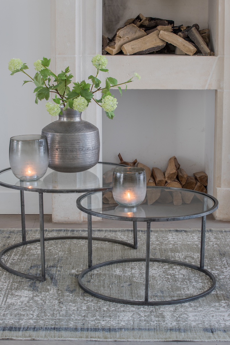 Light & Living - Salontafel DUARTE - Ø75x44cm - Grijs - Set van 2