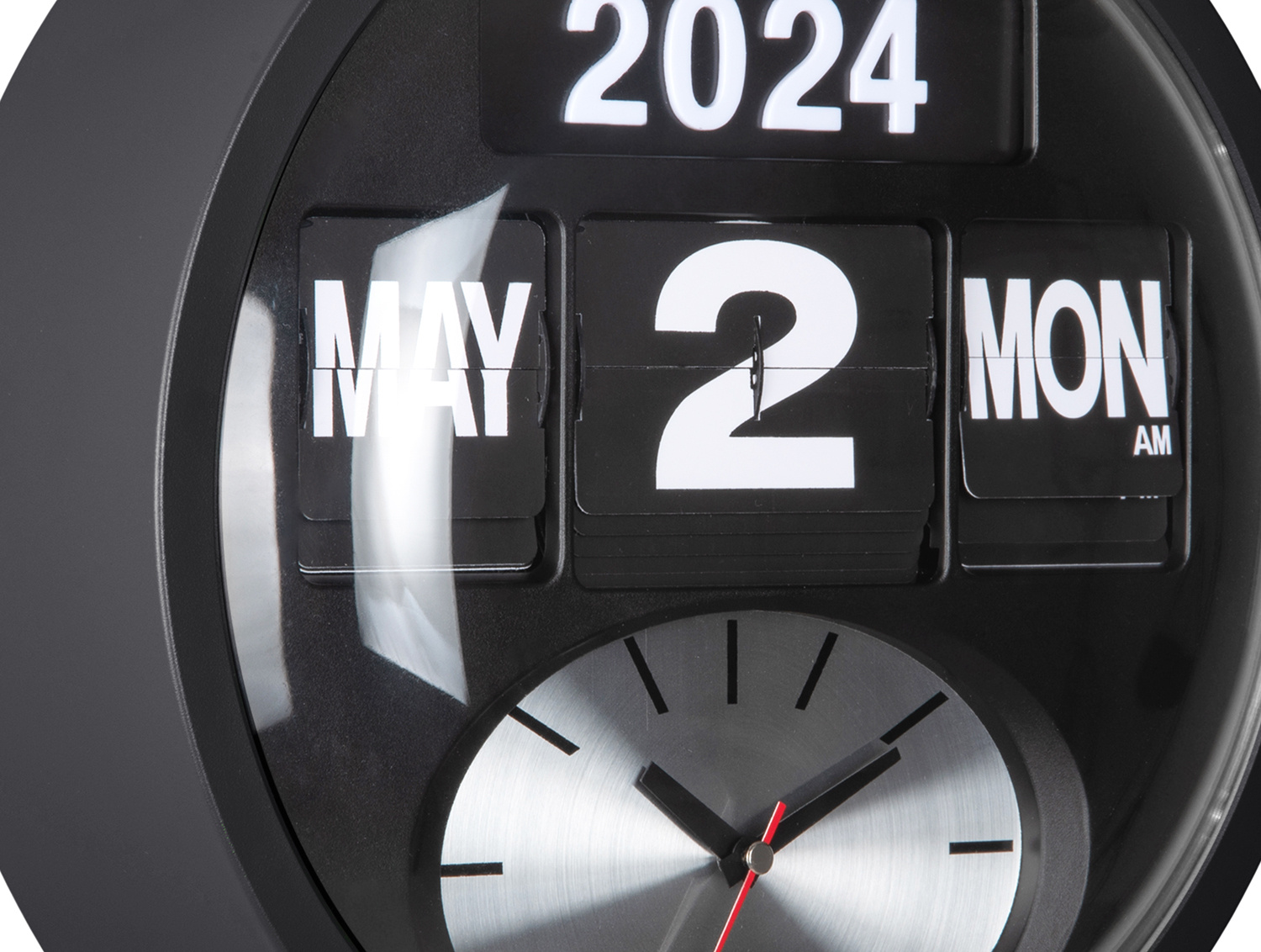 Karlsson - Wandklok Rond Flip - Zwart- Ø32,6cm