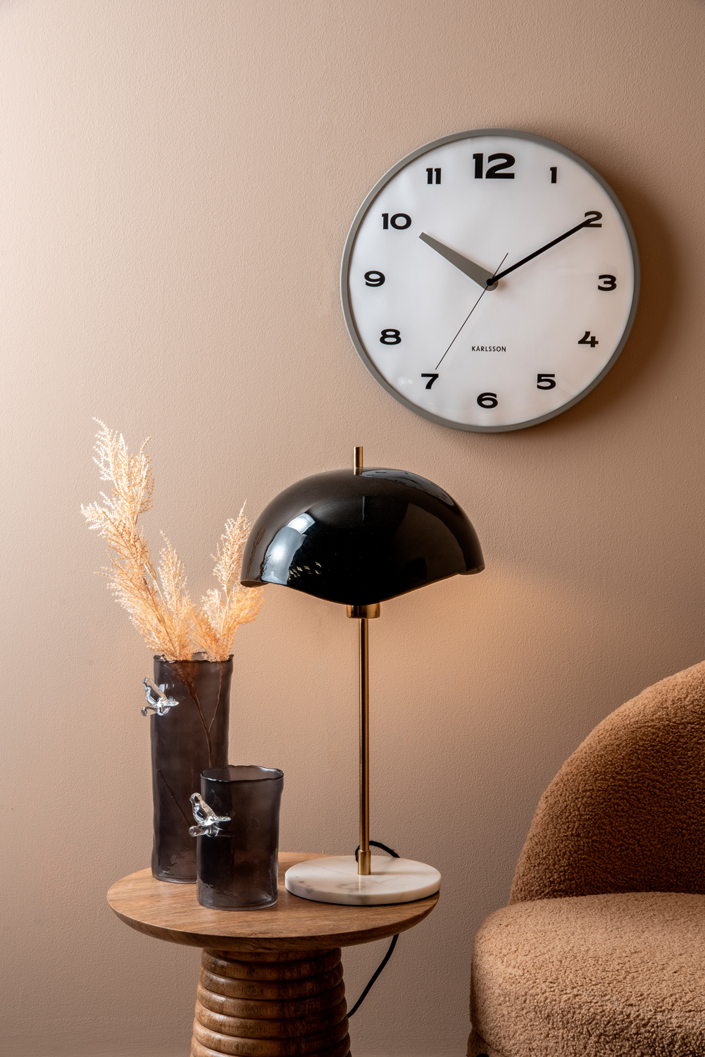 Karlsson - Wandklok Brisk Dome - Donkergrijs- Ø40cm